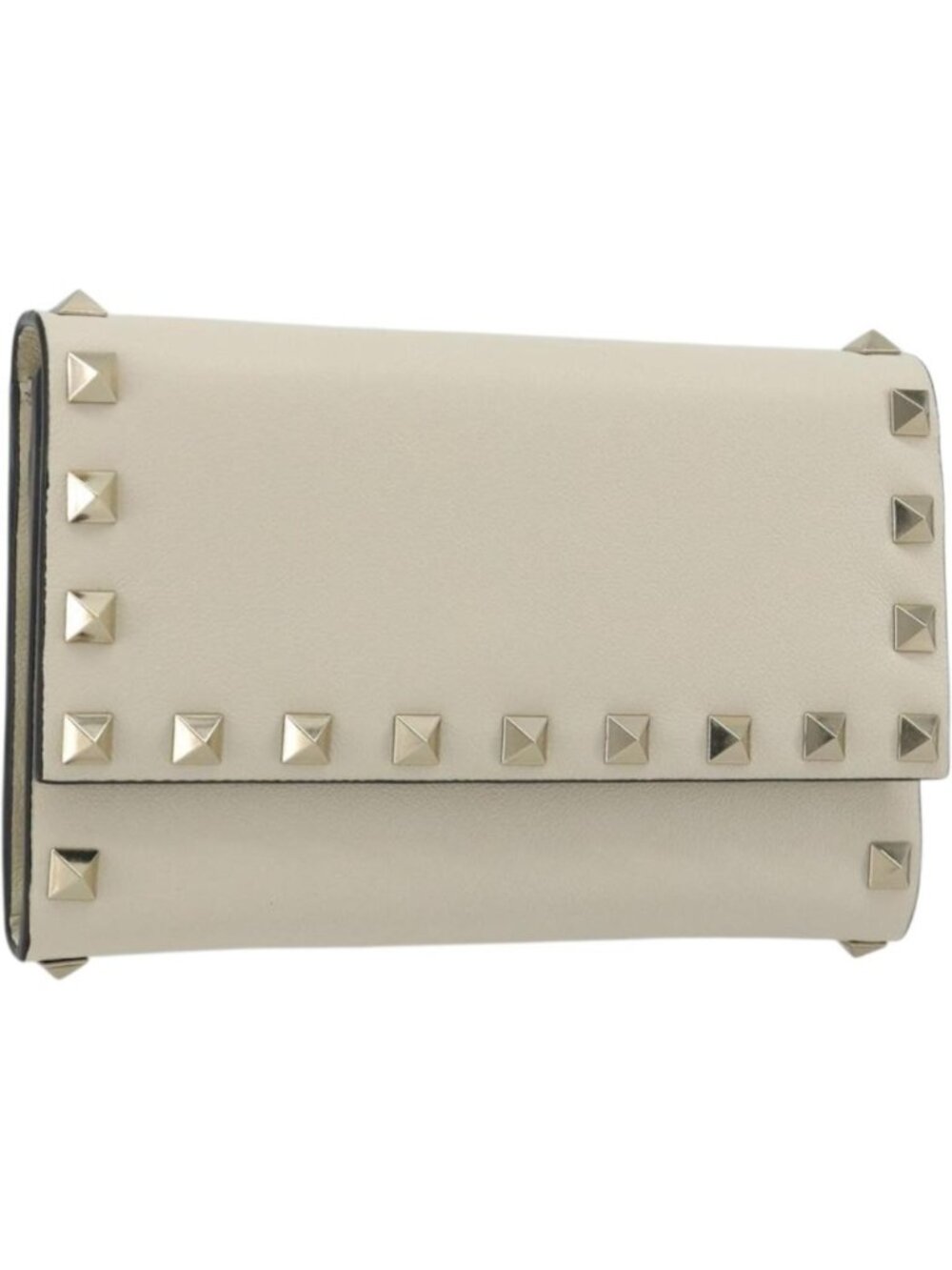 VALENTINO Rock Studs Wallet Leather Ivory Gold
